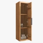Kompakter Badezimmerschrank mit 2 Einlegeböden in Eiche natur mit Rillenfront 120 cm.