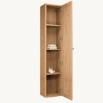Mittelgroßer Badezimmerschrank mit drei Einlegeböden aus natürlicher, massiver Eiche mit einer rustikalen Front 170 cm.