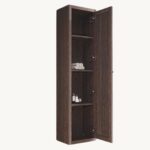 Geräumiger Badezimmerschrank mit drei Einlegeböden aus schwarzer massiver Eiche mit einer Landhausfront 180 cm.