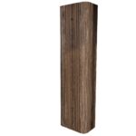 Softcube Badezimmerschrank 170 cm hoch mit abgerundeten Seiten und einer gerillten Front in dunkler Eiche und push-to-open Tür.