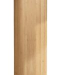 Softcube Badezimmerschrank 170 cm hoch mit abgerundeten Seiten und flacher Front in Eiche natur und push-to-open Tür.