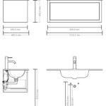 Modernes wandhängendes Badmöbel 100 cm aus dunkler Eiche mit glatter Front und Keramikwaschtisch (wandhängend)
