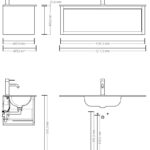 Wandhängendes Badmöbel 120 cm aus dunkler Eiche mit glatter Front und Keramik-Einzelwaschtisch