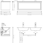 Modernes wandhängendes Badmöbel 120 cm aus dunkler Eiche mit glatter Front und Keramikwaschtisch (design)