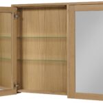 Spiegelschrank mit 2 Glasböden und zwei Türen aus massiver Natureiche 120 cm