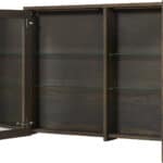 Spiegelschrank mit 2 Glasböden und zwei Türen aus massiver dunkler Eiche 120 cm