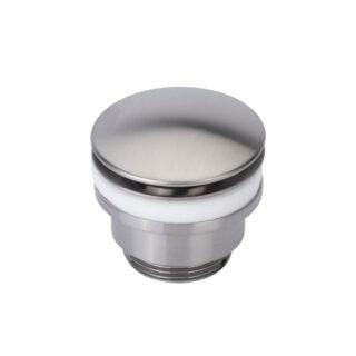 Moderne Waschtischarmatur Wandmontage in Gebürstetes Nickel, für die Montage über Waschtisch oder Aufsatzwaschbecken, als Komplettset inklusive passendem Click-Clack-Verschluss Der Click-Clack-Verschluss lässt sich durch Drücken einfach öffnen und schließ