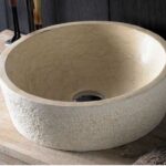 Van Heck Beige Aufsatzbecken Rund 40.5 aus Naturstein