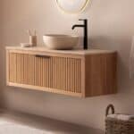Badezimmermöbel Wandhängendes Holzbadmöbel 120 cm aus Eiche für eine komplette Badezimmereinrichtung
