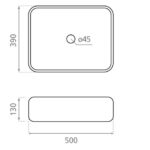 Van Heck Black Rectangle 50 KeramikAufsatzbecken