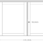 Spiegelschrank mit 2 Glasböden und zwei Türen aus massiver Natureiche 120 cm
