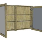 Spiegelschrank mit 2 Glasböden und zwei Türen aus massiver Natureiche 120 cm