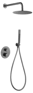 Luxuriöses thermostatisches Unterputz-Duschsystem in Black Gun Metal mit PVD-Beschichtung, Kopfbrause Ø25 cm und separatem Handbrausenset. Wandanschluss. Erhältlich in 5 Farben und mit 5 Jahren Garantie.