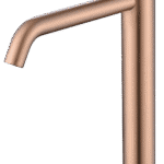 Moderne erhöhte Waschtischarmatur in Gebürstetes Kupfer, ideal für Badmöbel mit Aufsatzwaschbecken. Mit langlebiger PVD-Beschichtung. Mit 5 Jahren Garantie und in 5 Farben erhältlich.