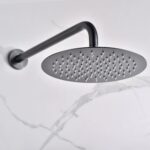 Luxuriöses thermostatisches Unterputz-Duschsystem in Black Gun Metal mit PVD-Beschichtung, Kopfbrause Ø25 cm und separatem Handbrausenset. Wandanschluss. Erhältlich in 6 Farben und mit 5 Jahren Garantie.