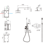 Stilvolles thermostatisches Unterputz-Duschsystem in gebürstetem Kupfer mit PVD-Beschichtung, Kopfbrause Ø25 cm und separatem Handbrausenset. Wandanschluss. Erhältlich in 5 Farben und mit 5 Jahren Garantie.