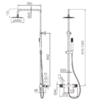 Stilvolles Aufputz-Duschsystem in gebürstetem Kupfer mit PVD-Beschichtung, thermostatischer Duscharmatur und Kopfbrause Ø20 cm. Inklusive verstellbarer Handbrause. Erhältlich in 5 Farben und mit 5 Jahren Garantie.