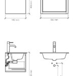 Modernes wandhängendes Badmöbel 60 cm aus dunkler Eiche mit glatter Front und Keramikwaschtisch (elegant)