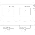 Modernes wandhängendes Badmöbel 120 cm aus dunkler Eiche mit glatter Front und Keramikwaschtisch