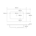 Dunkeleiche Badezimmermöbel 70 cm mit glatter Front, Innenschublade und Solid-Surface-Waschtisch