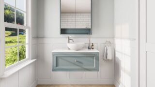 Oval Room Blue klassisches Badezimmermöbel 100 cm im Landhausstil mit Aufsatzwaschbecken