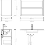 Wandhängendes Badezimmermöbel 100 cm aus dunkler Eiche mit zwei Schubladen und Beton-beiger Waschtisch (trendy)