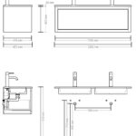Wandhängendes Badezimmermöbel 120 cm aus dunkler Eiche mit eine Schublade und Beton-beiger Waschtisch (elegant)