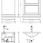 Landhaus-Badezimmermöbel 65 cm aus Massiveiche mit Granitplatte und passendem Waschbecken