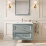 Klassischer Waschtischunterschrank 80 cm in Oval Room Blue mit Keramikwaschtisch und 2 Schubladen