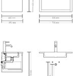 Wandhängendes Badezimmermöbel 70 cm aus dunkler Eiche mit eine Schublade und Beton-beiger Waschtisch (design)