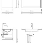 Wandhängendes Badezimmermöbel 80 cm aus dunkler Eiche mit eine Schublade und Beton-beiger Waschtisch (wandhängend)
