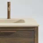 Wandhängendes Badezimmermöbel 160 cm aus dunkler Eiche mit zwei Schubladen und Beton-beiger Waschtisch (elegant)