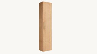 Geräumiger Badezimmerschrank mit drei Einlegeböden aus massiver Natureiche mit glatter Front 170 cm.