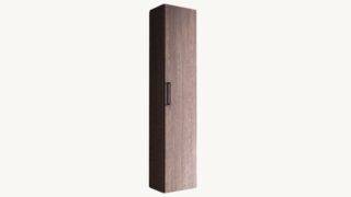 Geräumiger Badezimmerschrank mit drei Einlegeböden aus massiver dunkler Eiche mit glatter Front 170 cm.
