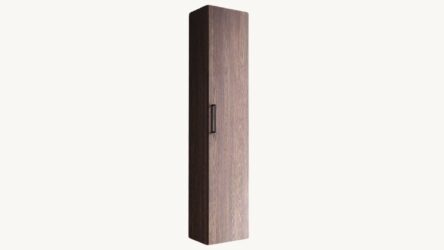 Geräumiger Badezimmerschrank mit drei Einlegeböden aus massiver dunkler Eiche mit glatter Front 170 cm.