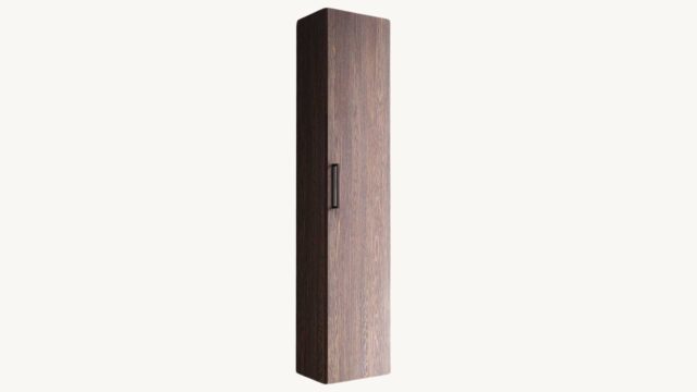 Geräumiger Badezimmerschrank mit drei Einlegeböden aus massiver dunkler Eiche mit glatter Front 170 cm.
