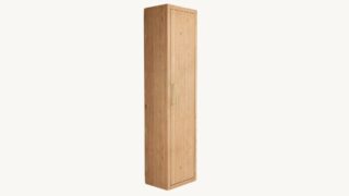 Geräumiger Badezimmerschrank mit drei Einlegeböden aus massiver Natureiche mit glatter Front 180 cm.