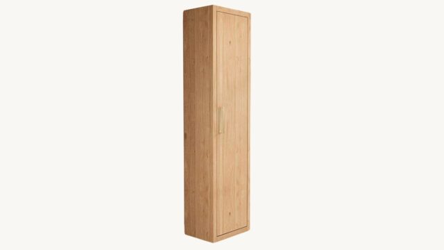 Geräumiger Badezimmerschrank mit drei Einlegeböden aus massiver Natureiche mit glatter Front 180 cm.