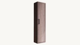 Geräumiger Badezimmerschrank mit drei Einlegeböden aus massiver dunkler Eiche mit glatter Front 180 cm.