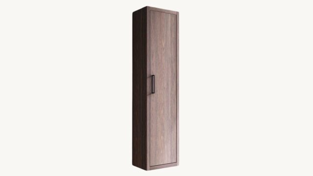 Geräumiger Badezimmerschrank mit drei Einlegeböden aus massiver dunkler Eiche mit glatter Front 180 cm.