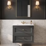 Klassischer Waschtischunterschrank 80 cm in Off-Black mit Keramikwaschtisch und 2 Schubladen