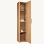 Geräumiger Badezimmerschrank mit drei Einlegeböden aus massiver Natureiche mit glatter Front 170 cm.