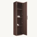 Geräumiger Badezimmerschrank mit drei Einlegeböden aus massiver dunkler Eiche mit glatter Front 180 cm.