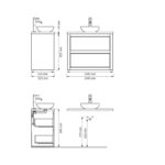 Landhaus-Badezimmermöbel 100 cm aus Massiveiche mit grauem Betonwaschtisch und passendem Becken
