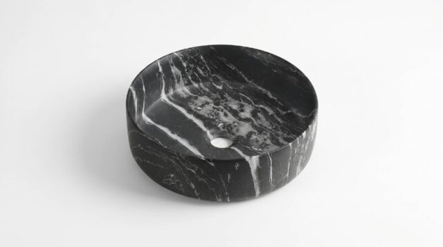 Aufsatzbecken Van Heck Schwarzer Marmor Rund 36