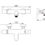 Stilvolle thermostatische Bad-/Duscharmatur in gebürstetem Nickel  Geliefert als Komplettset mit Handbrause, Brauseschlauch und Wandhalter. Erhältlich in 6 Farben.