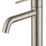 Moderne niedrige Waschtischarmatur in Gebürstetes Nickel, passend für Badmöbel mit Waschtisch, als Komplettset inklusive passendem Click-Clack-Verschluss  Der Click-Clack-Verschluss lässt sich durch Drücken einfach öffnen und schließen. Mit 5 Jahren Garan