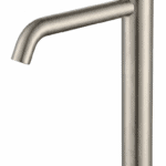 Moderne erhöhte Waschtischarmatur in Gebürstetes Nickel, ideal für Badmöbel mit Aufsatzwaschbecken, als Komplettset inklusive passendem Click-Clack-Verschluss  Der Click-Clack-Verschluss lässt sich durch Drücken einfach öffnen und schließen. Mit 5 Jahren
