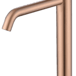 Moderne erhöhte Waschtischarmatur in Gebürstetes Kupfer, ideal für Badmöbel mit Aufsatzwaschbecken, als Komplettset inklusive passendem Click-Clack-Verschluss mit langlebiger PVD-Beschichtung. Der Click-Clack-Verschluss lässt sich durch Drücken einfach öf