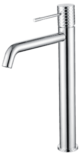 Moderne erhöhte Waschtischarmatur in Chrom, ideal für Badmöbel mit Aufsatzwaschbecken. Mit 5 Jahren Garantie und in 5 Farben erhältlich.